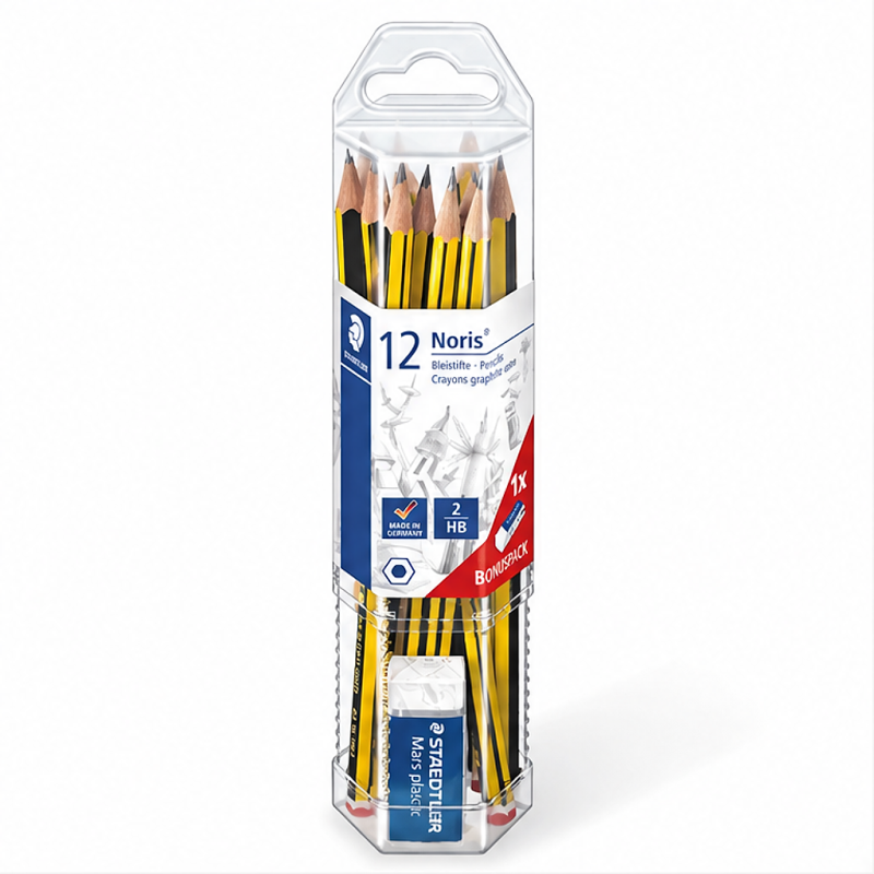 Staedtler Noris 120 HB graphite pencil set, 12 pencils with eraser