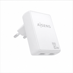 Aisens 30W GaN wall charger 2x USB-C white