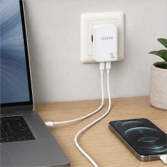 Aisens chargeur mural GaN 30 W 2x USB-C blanc