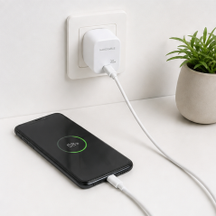 Nanocable 30W USB-C/PD + USB-A/QC Charger White