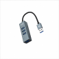 Hub USB 3.0 Nanocable 4 ports, gris, aluminium, 10 cm