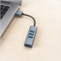 Hub USB 3.0 Nanocable 4 ports, gris, aluminium, 10 cm