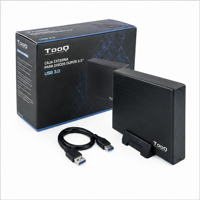 Tooq external enclosure for 3.5" SATA hard drive, USB 3.0, black