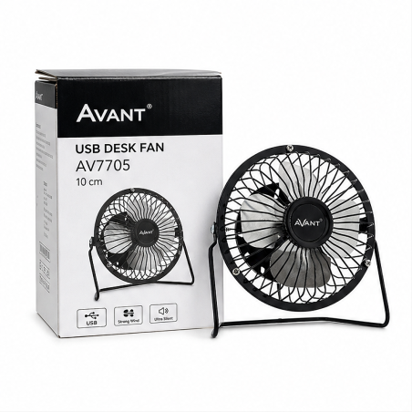 Avant AV7705 USB Desk Fan Black 10 cm 3 W