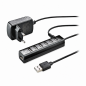 NGS Ihub7 Tiny 7-Port USB 2.0 Hub with Power Adapter