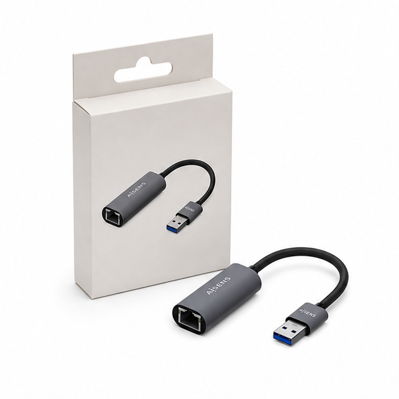 Aisens Convertisseur USB 3.0 vers Ethernet Gigabit, gris, 15 cm