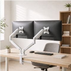 Support bureau 2 écrans 17-32" blanc Tooq