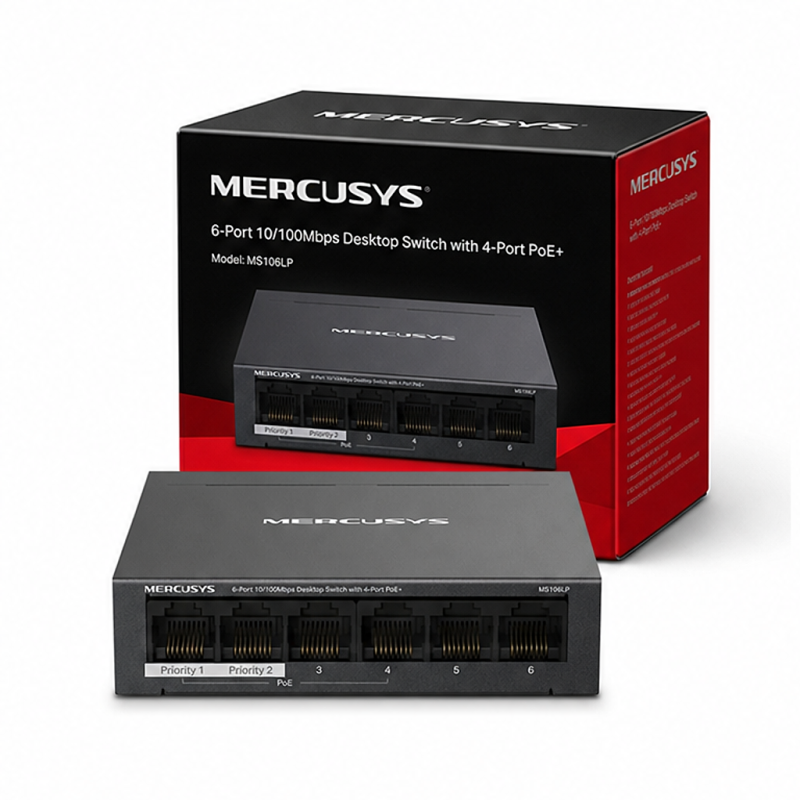 Mercusys MS106LP 6-Port 10/100Mbps Desktop Switch with 4-Port PoE+