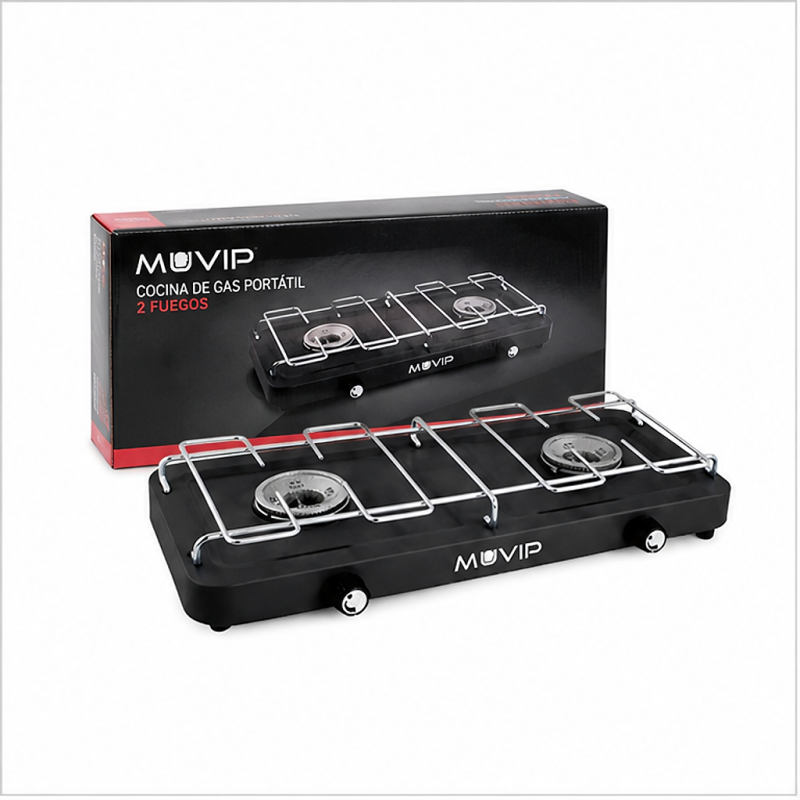 Muvip 2-burner gas stove with removable grill