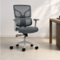 Oqonos Cherg 015 office chair, elastic mesh back and seat, 4D armrests, gray