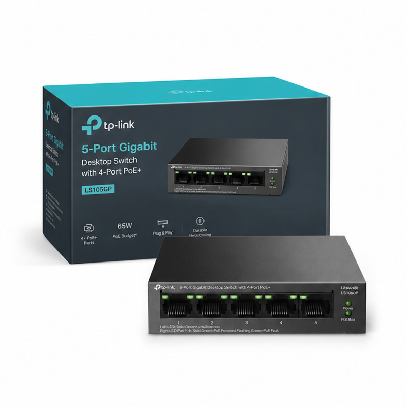 TP-Link LS105GP 5-Port Gigabit Desktop Switch with 4-Port PoE+