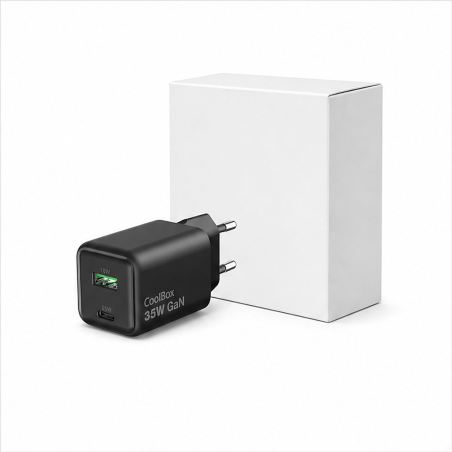 Coolbox Chargeur USB 35W GaN Noir | USB-C/USB-A