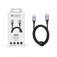 Subblim Cable Plus USB-C 100W 1m Black
