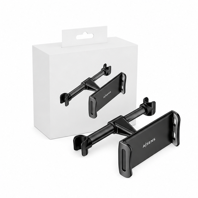 Aisens Adjustable Car Headrest Mount for Phone and Tablet, Black