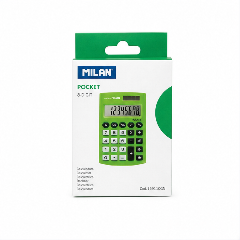 Milan Pocket calculatrice de poche verte 8 chiffres