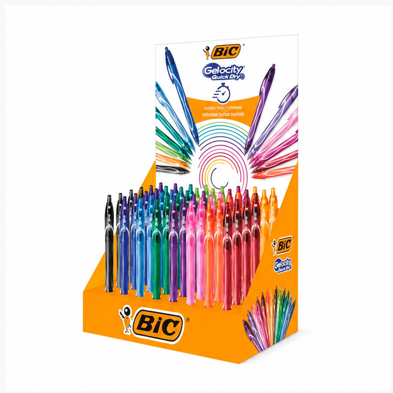 Bic Gel-Ocity Quick Dry 48-count retractable gel pen display, 0.7 mm