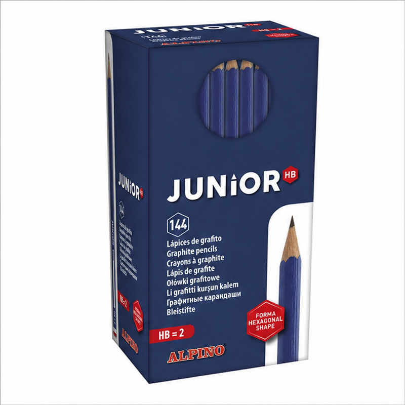 Alpino Junior pack of 144 HB graphite pencils with end cap