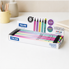 Milan Sunset 24 crayons graphite HB ronds avec gomme