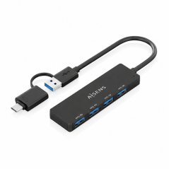 Hub USB Aisens 4 ports USB 3.1 Gen1 15 cm noir