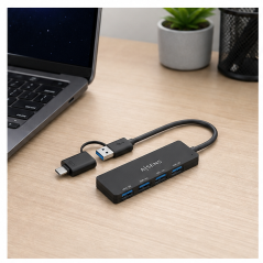 Hub USB Aisens 4 ports USB 3.1 Gen1, 15 cm noir
