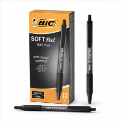 BIC Soft Feel stylo-bille noir 1 mm, lot de 12