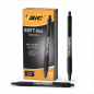 BIC Soft Feel black retractable ballpoint pen, medium point 1 mm, 12-count
