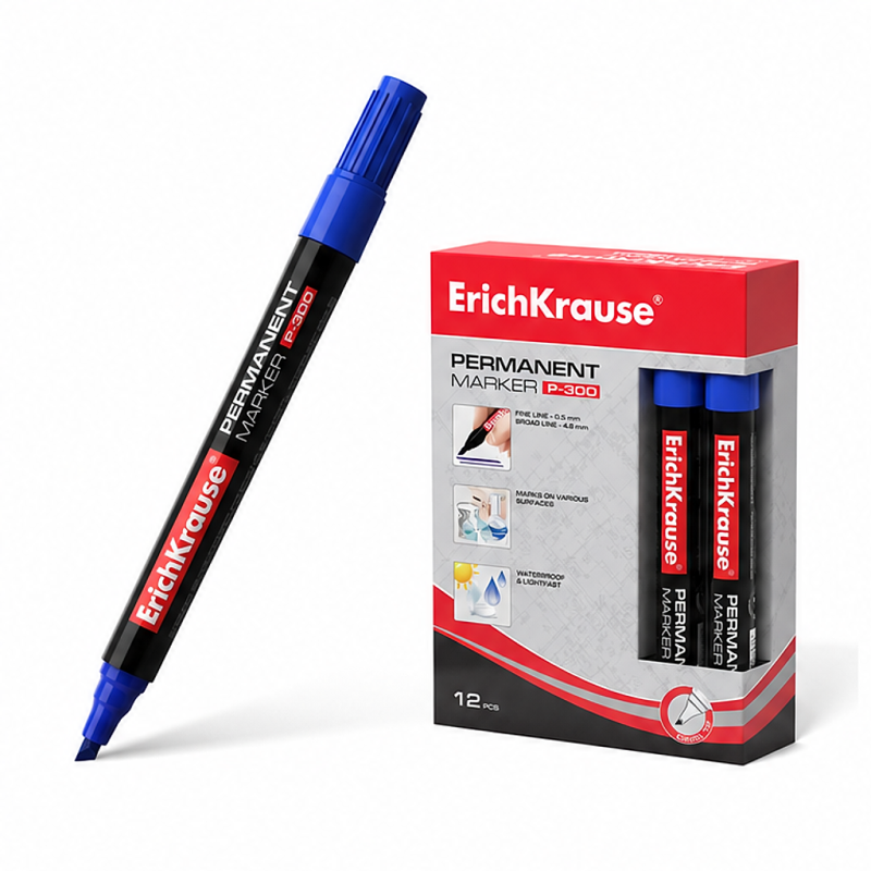 ErichKrause P-300 permanent marker blue, box of 12