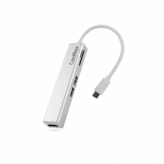 Hub Coolbox miniDock 5 en 1 USB-C gris métallisé