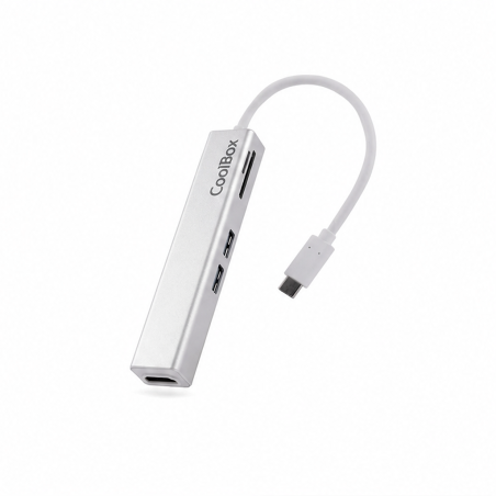 Hub Coolbox miniDock 5 en 1 USB-C gris métallisé