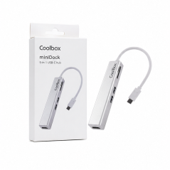 Coolbox miniDock 5 en 1 USB-C gris métallisé