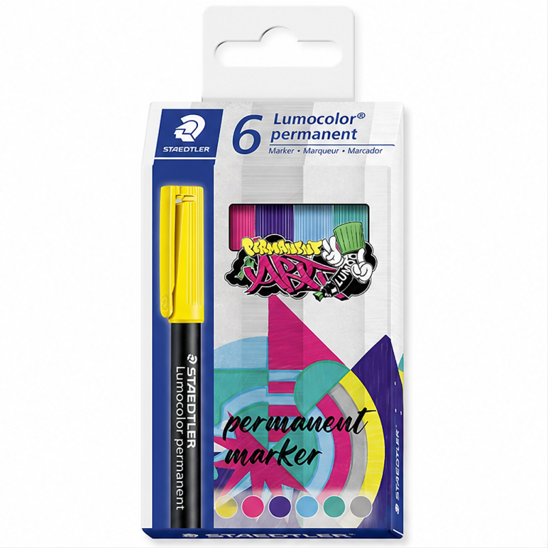 Staedtler Lumocolor 317 6-pack assorted permanent markers