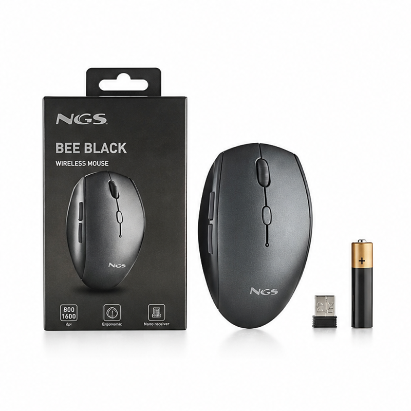 NGS BEE BLACK ergonomic wireless silent mouse