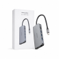 Hub USB-C 8 en 1 Nanocable, USB-C 3.1 vers 3x USB-A 3.0, PD 100 W, HDMI 4K@60 Hz, RJ45, TF, SD, gris, 18 cm