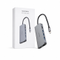 Hub USB-C 8 en 1 Nanocable, USB-C 3.1 vers 3x USB-A 3.0, PD 100 W, HDMI 4K@60 Hz, RJ45, TF, SD, gris, 18 cm