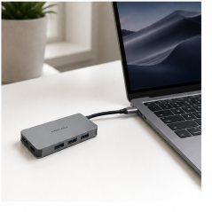 Hub USB-C 8 en 1 Nanocable gris, 18 cm | PD 100 W