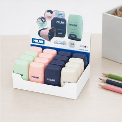 Milan COMPACT 430 16-pack eraser sharpeners display