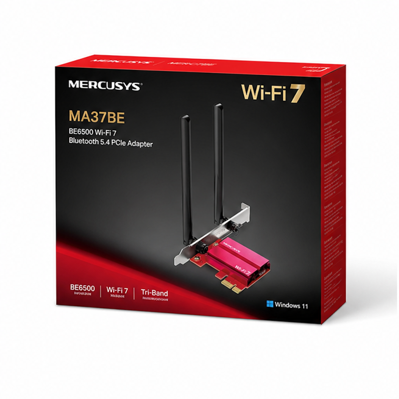 Mercusys MA37BE Adaptateur PCIe Wi‑Fi 7 Bluetooth 5.4 BE6500