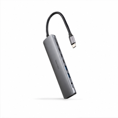Hub USB-C 8 en 1 Nanocable, aluminium gris, 18 cm