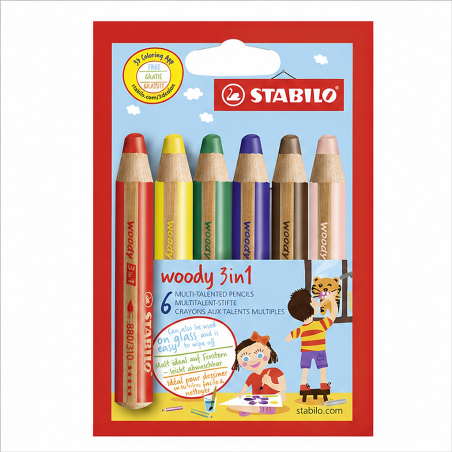 STABILO woody 3 en 1 Pack de 6 | Crayons