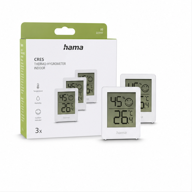 Hama Cres thermomètre et hygromètre numériques d’intérieur, lot de 3