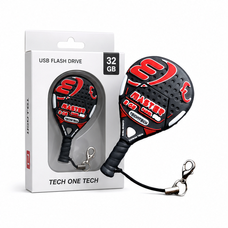 TechOneTech Red Padel Racket USB 2.0 Flash Drive 32GB