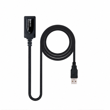 Câble prolongateur USB 2.0 Nanocable avec amplificateur, A/M-A/F, noir, 10 m