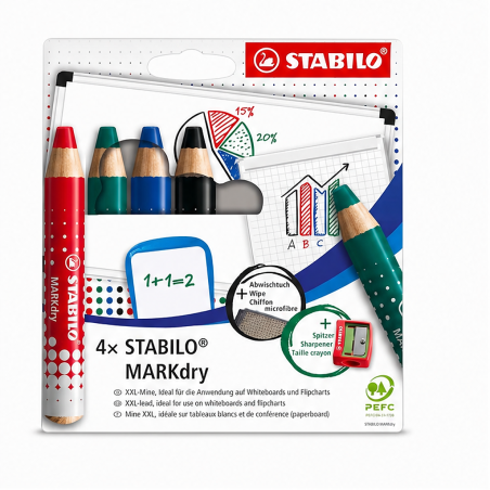 STABILO MARKdry étui de 4 pour tableau blanc