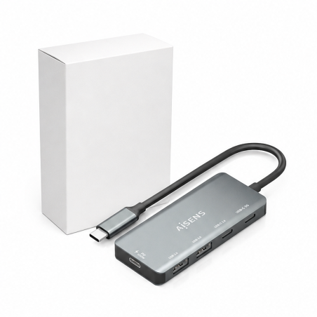 Hub USB-C Aisens 3.1 gris 15 cm | USB-C PD 100 W