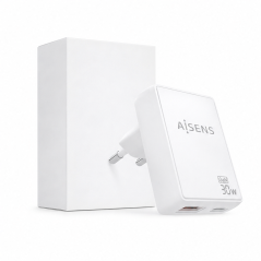 Aisens GaN 30W wall charger white USB-C USB-A