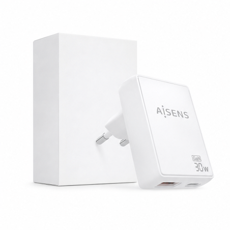 Chargeur mural Aisens GaN 30W blanc USB-C USB-A