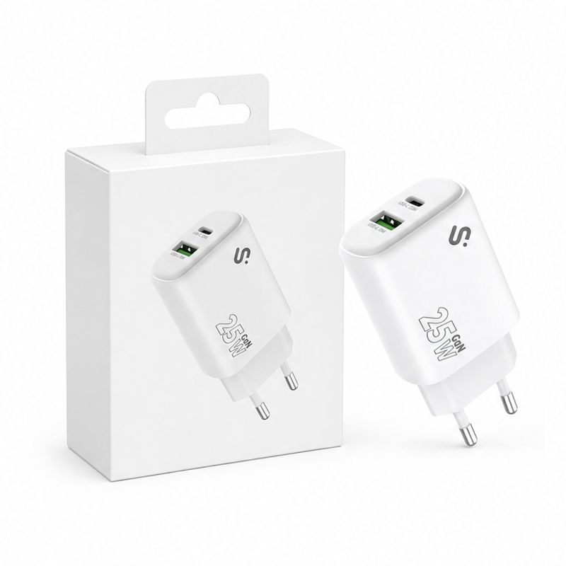 Chargeur mural Subblim GaN 25 W USB-C + USB-A blanc