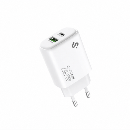 Chargeur mural Subblim GaN 25 W USB-C + USB-A blanc