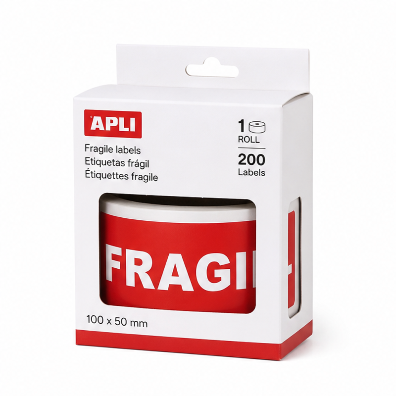 Apli Fragile Label Roll 100 x 50 mm, 200 labels