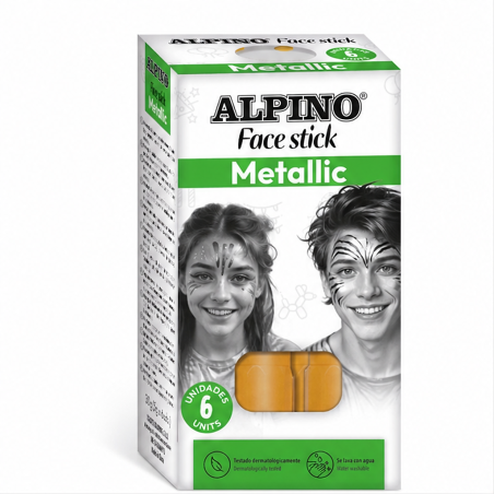 Alpino Face Stick Metallic Or, lot de 6